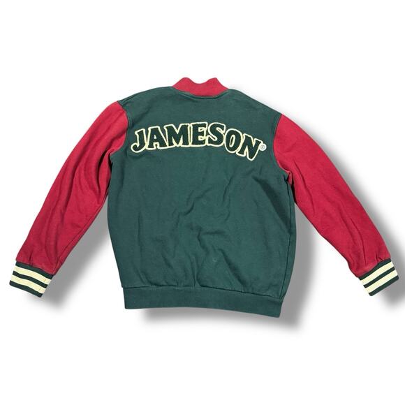 Jameson Whiskey Varsity Snap Button Jacket Cotton Green Red Maroon Men’s Small - Picture 2 of 8